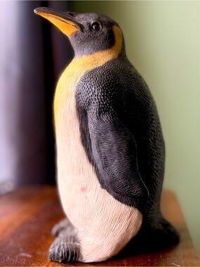 Wildlife Penguin Figural Textured 3D Piggy Bank by Russ Vintage Accent